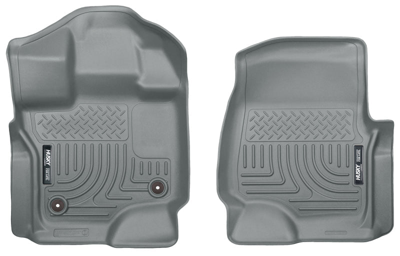 Husky Liners 15 Ford F-150 Super/Super Crew Cab WeatherBeater Grey Front Floor Liners | husky-liners-15-ford-f-150-super-super-crew-cab-weatherbeater-grey-front-floor-liners | Floor Mats - Rubber | Husky Liners