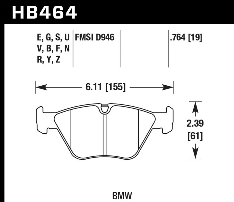 Hawk 01-06 BMW 330Ci / 01-05 330i/330Xi / 03-06 M3 HPS Street Front Brake Pads | hawk-01-06-bmw-330ci-01-05-330i-330xi-03-06-m3-hps-street-front-brake-pads | Brake Pads - Performance | Hawk Performance