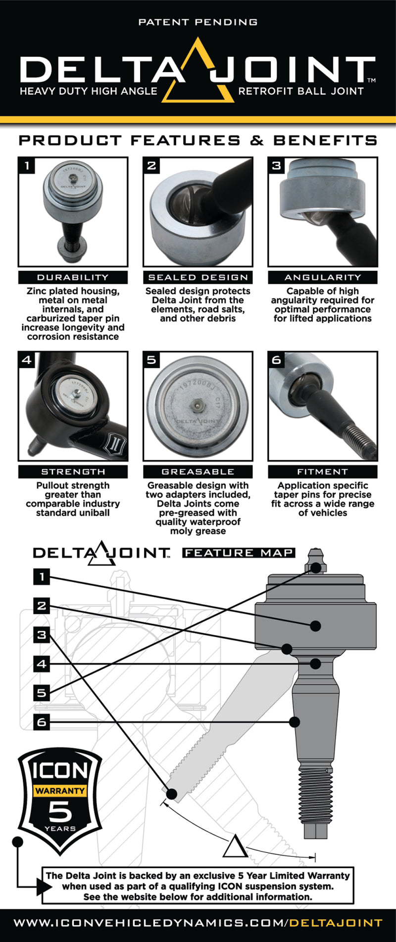 ICON 2005+ Toyota Tacoma Tubular Upper Control Arm Delta Joint Kit | icon-2005-toyota-tacoma-tubular-upper-control-arm-delta-joint-kit | Control Arms | ICON