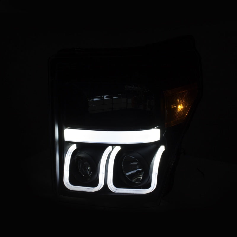 ANZO 11-16 Ford F-150 Super Duty Projector Headlights w/ U-Bar Switchback Black w/ Amber | anzo-11-16-ford-f-150-super-duty-projector-headlights-w-u-bar-switchback-black-w-amber | Headlights | ANZO