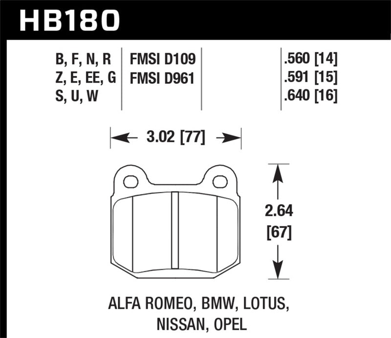 Hawk 77-82 BMW 320I / 83-90 Alfa Romeo Spider / 84-86 Alfa Romeo Spider HPS Street Rear Brake Pads | hawk-77-82-bmw-320i-83-90-alfa-romeo-spider-84-86-alfa-romeo-spider-hps-street-rear-brake-pads | Brake Pads - Performance | Hawk Performance