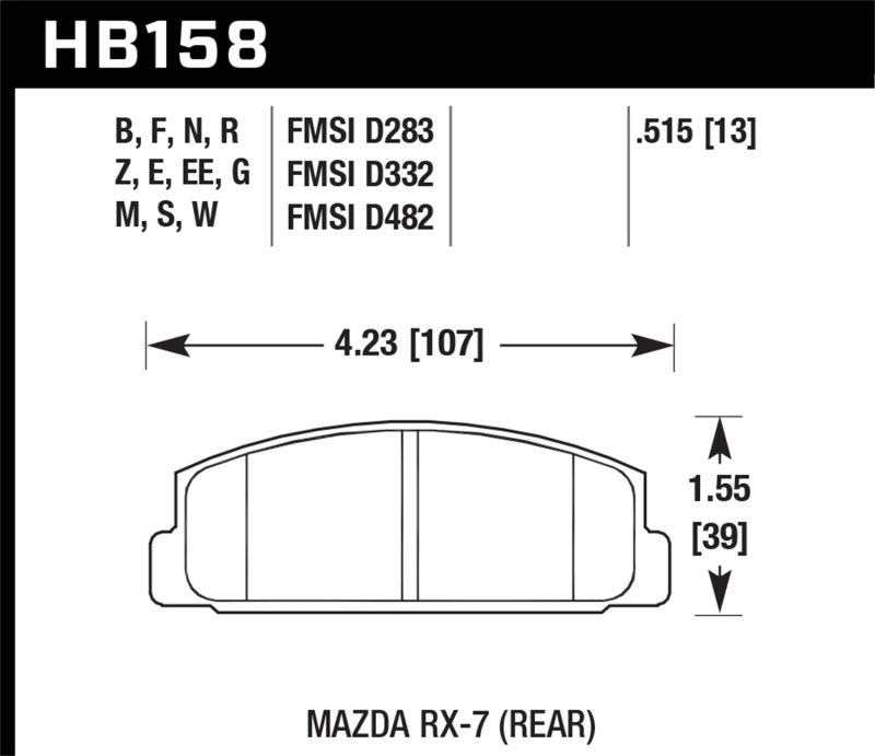 Hawk 03-05 Mazda 6 / 84-95 Mazda RX-7 DTC-60 Race Rear Brake Pads | hawk-03-05-mazda-6-84-95-mazda-rx-7-dtc-60-race-rear-brake-pads | Brake Pads - Racing | Hawk Performance