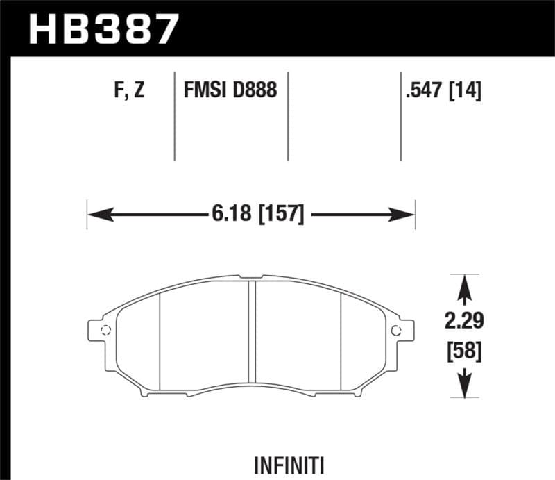 Hawk 09 350z/ 05-08 G35/09-12 G37 w/o Brembo HPS Street Front Brake Pads | hawk-09-350z-05-08-g35-09-12-g37-w-o-brembo-hps-street-front-brake-pads | Brake Pads - Performance | Hawk Performance